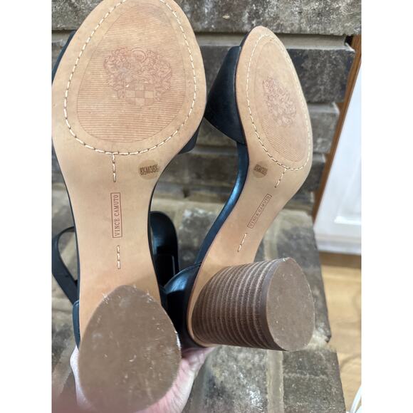 Vince Camuto Sandals Block Heel 8.5 EUC Retro Cleangirl 70’s Moto Old Money - Picture 5 of 7